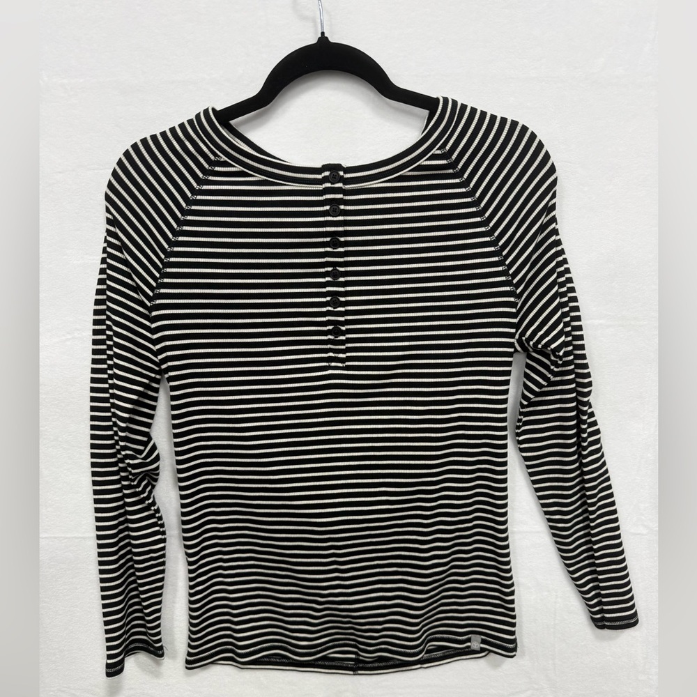 RIBBED HENLEY TEE - WIMBLEDON STRIPE, T by Talbots, NWT black/white stripe sz M